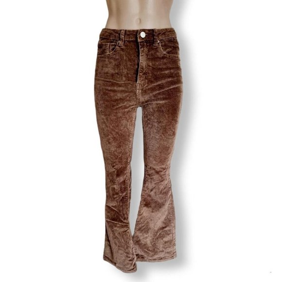 Denim - Brown corduroy denim flared jeans Zipper fly with one top button AU 6-8